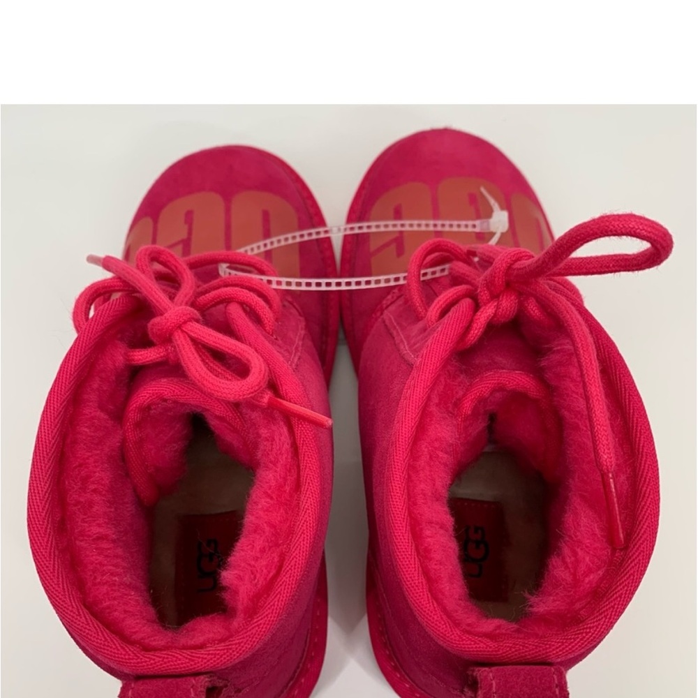 Ugg Neumel Hot Pink Lace Up Wool Lined Chukka Boots Size 6 Big Girl New - Picture 13 of 16